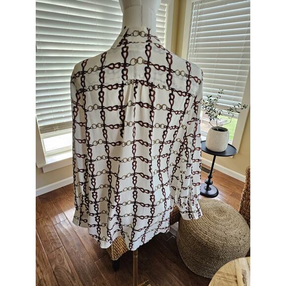 Talbots Crepe Tie Neck Top Chainlink Blouse Women's Size M NWT Equestrian - Picture 4 of 10